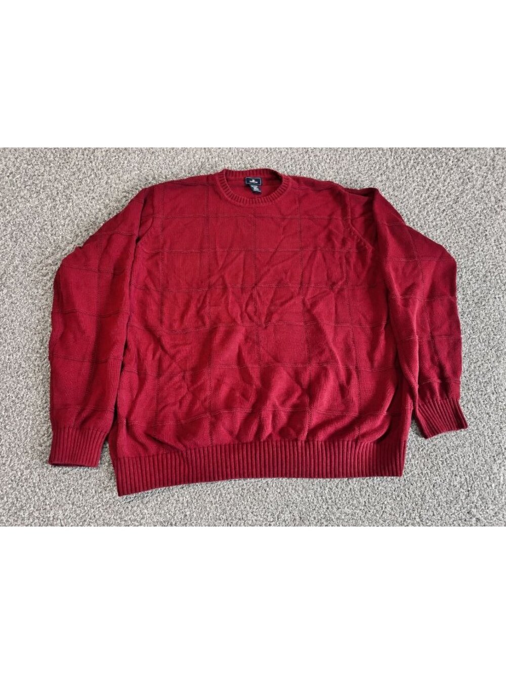 Dockers Men’s 2XLT / 2XL Red 100% Cotton Textured Grid Knit Crewneck Sweater